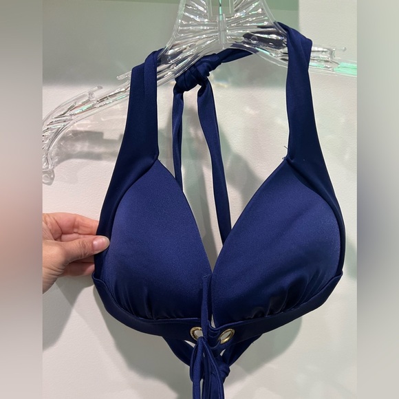 VENUS Indigo Blue Halter Bikini Top with Adjustable Straps Size 32D, 34C, 36B - Picture 1 of 7